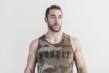 Nobull Men's Tank Tops Dark Camo | Australia (CE8052)